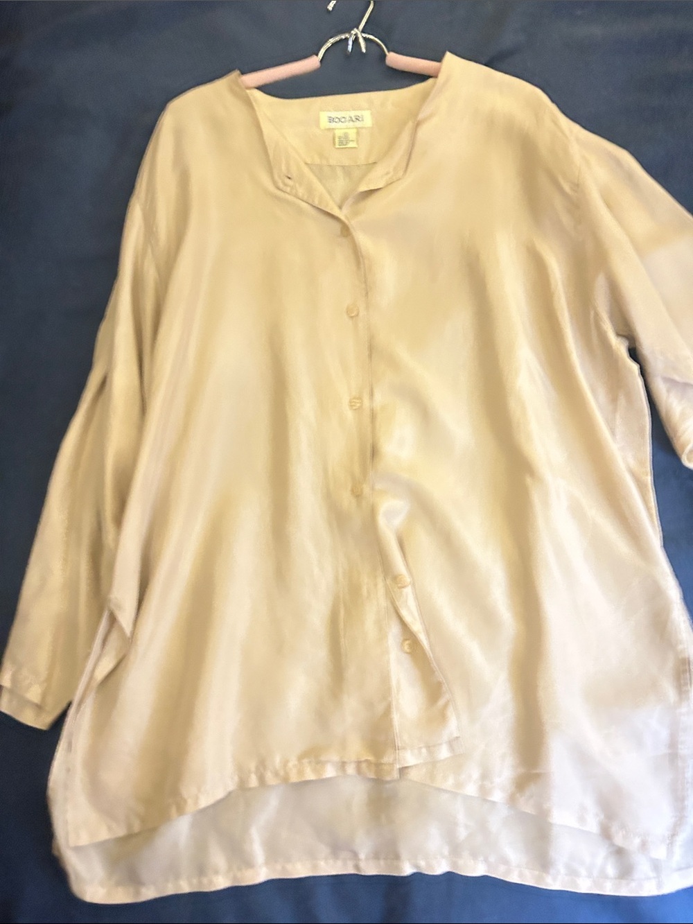 Bogari Cream Button-Front Tunic Blouse